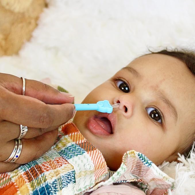 oogiebear: Baby Nose Cleaner & Ear Wax Removal Tool - Safe Booger & Earwax Removal for Newborns, Infants, Toddlers - Dual-Ended - Essential Baby Stuff, Diaper Bag Must-Have, 2 Pack Blue with CASE