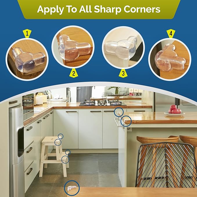 Corner Protectors for Baby (16 Pack) - Patented - New & Improved Edge Protector for Baby – Transparent Corner Protectors - Baby Safety Products to Baby Proof Corners and Edges