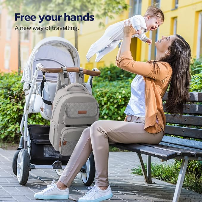 Maelstrom Large Diaper Bag,29L-45L Expandable Diaper Bag Backpack for 2 Kids/Twins, with Removable Cross Body Bottle Bag for Mom/Dad,Stylish Baby Bag Gift for Boys/Girl-Mothers Day Gifts-Grey