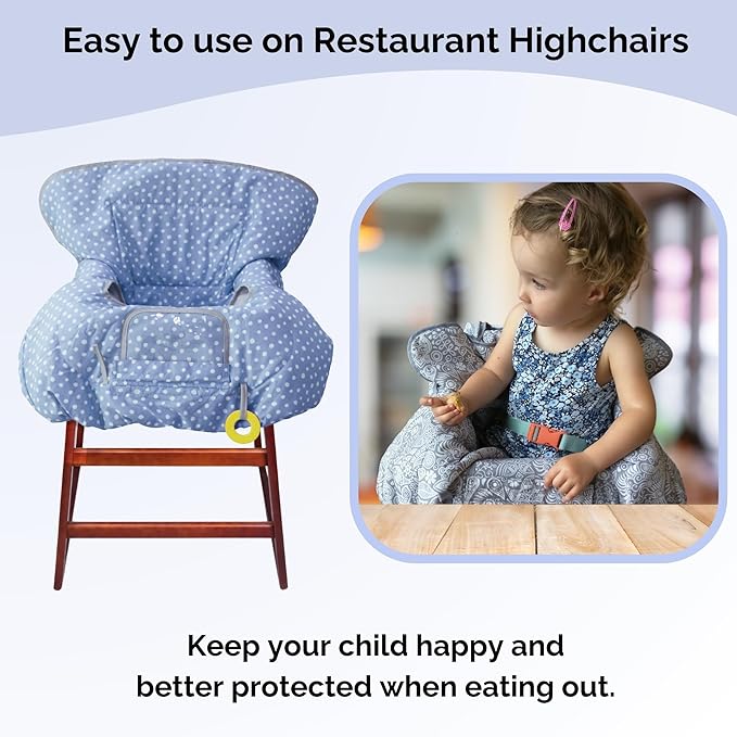 Suessie Shopping Cart Cover and High Chair Cover, Blue Dots