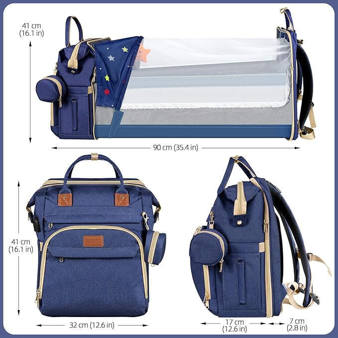 Baby Diaper Bag Backpack,Baby Shower Gifts, Multifunctional Travel Diaper Bag, Gifts for Mom with Portable Diaper Pad (Blue)