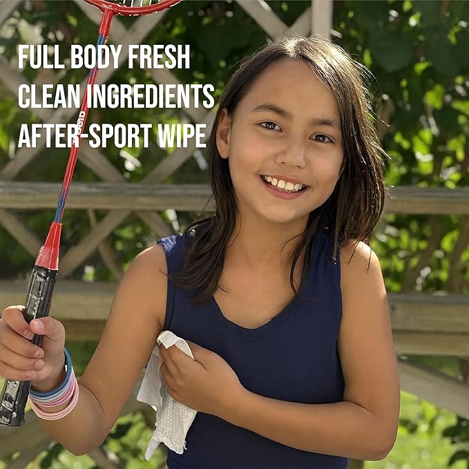 Quitch After-Sport Wipe Unscented Shower-Free Cloth for Kids & Baby, Rinse-Free Body-Wipe, Aluminum-Free Natural Deodorant, Non-Toxic Sensitive Skin Towelettes, Travel-Friendly, Back to School