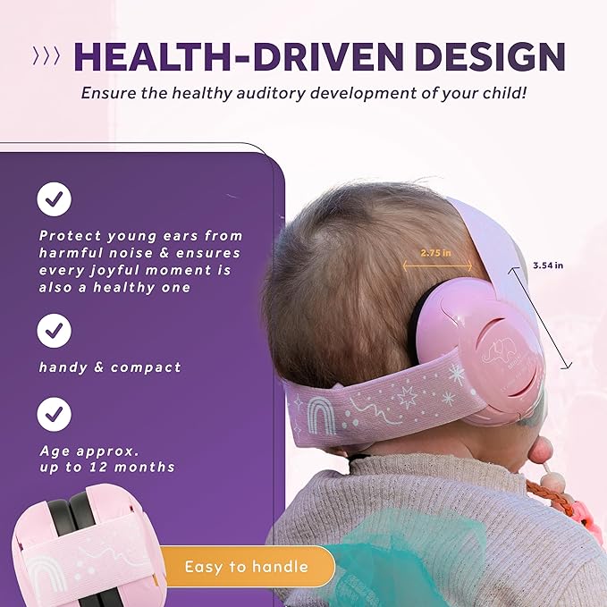 Schallwerk ยฎ Mini+ Baby Ear Muffs โ Infant Noise Cancelling Headphones, Toddler Ear Protection, Baby Headphones for Noise