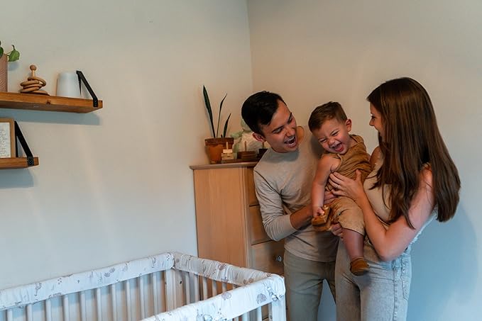 Stéphen House Ultra Soft Crib Rail Guard for Teething Double Thickness for Edge Protection for Top Rail 100% Cotton Lining Fits Standard Baby Cribs Easy to Clean Upgraded 4 Piece Set