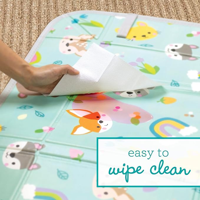 Infantino Foldable Soft Foam Play Mat, Baby Play Mat for Tummy Time & Floor Play, Lightweight, Easy to Store, Wipeable, Animals