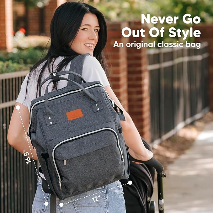 KeaBabies Baby Diaper Bag Backpack - Large Baby Bag for Boys, Girls, Waterproof Multi Function Travel Diaper Backpack with Changing Pad, Durable Travel Essentials for Moms and Dads (Mystic Gray)