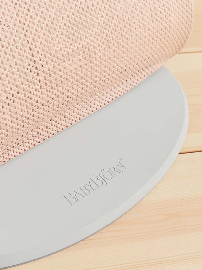 BabyBjörn Bouncer Balance Soft, Light Grey Frame, Mesh, Pearly Pink/White, 2-in-1 Adjustable Baby Bouncer Seat and Toddler Chair, Newborn to Toddler (8-29 lbs), 4 Positions, Lightweight & Portable