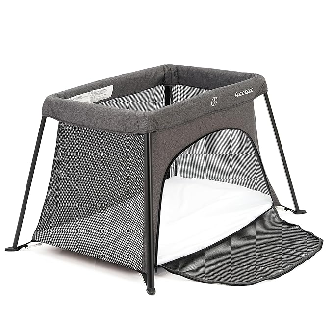 Pamo Babe Travel Crib Lightweight Baby Playard with Mattress Compact Play Yard with Detachable Legs