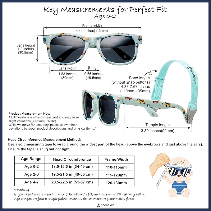 COCOSAND Flexible Polarized Baby Sunglasses with Strap UV Protection for Toddler Infant Girl Boy Age 0-24 Months