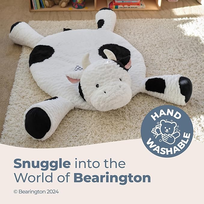 Bearington Collection Cow Tummy Time Mat - 30" x 30" Plush Polyester