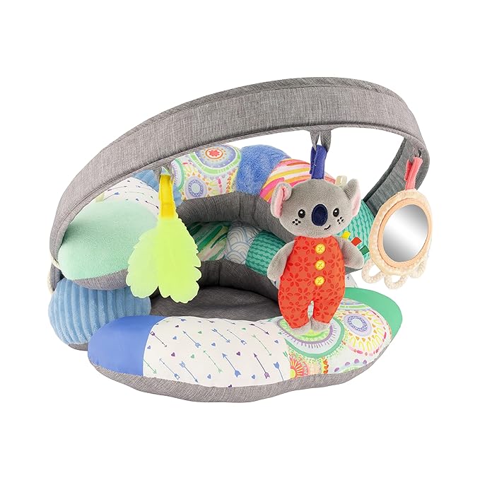 Infantino 3-in-1 Tummy Time & Seated Support & Mini Gym, Baby Floor Seat for Tummy Time & Early Sitting, Soft, Supportive, Engaging Toys, Koala