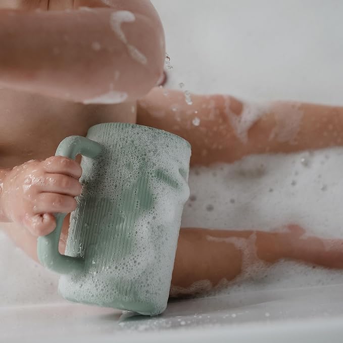 mushie Baby Bath Rinse Cup | 100% Food Grade Silicone | Shampoo & Body Washing Rinser Cup For Kids (Sage)