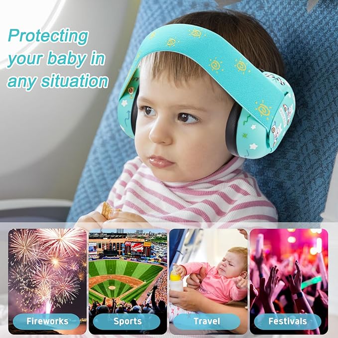 Infant Ear Protection Noise Cancelling Baby Ear Muffs, Toddler Hearing Protection with Adjustable Elastic Headband,Race car