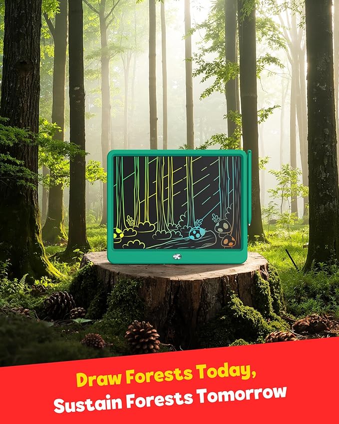 TEKFUN LCD Writing Tablet for Kids Boys Toys, 12 Inch Erasable Doodle Board Colorful Drawing Pad, Board Games Outdoor Travel Toys Gifts for Toddlers Boys Adults (Green)