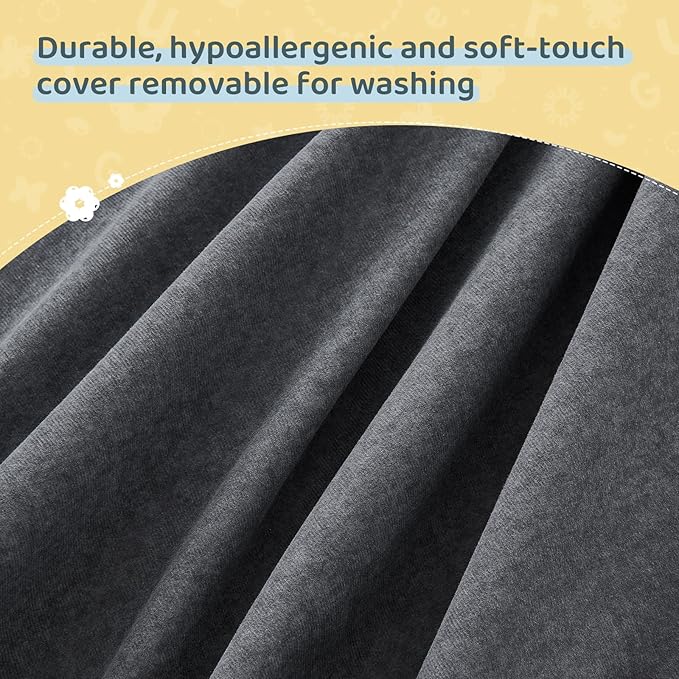 Travel Toddler Bed, 3-in-1 Convertible Sofa Bed for Toddler Portable Floor Beds, Flip Open Sofa Lounger for Girls and Boys, Made with High-Density Foam and Washable Cover,Gray