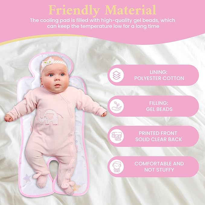 HRPR Car Seat Cooling Pad for Babies & Toddlers | Non Toxic, Soft, Breathable Cooling Mat for Car Seats, Strollers, Cribs | Lightweight, Foldable, Easy Clean Toddler & Infant Cooling Pad (Bunny)