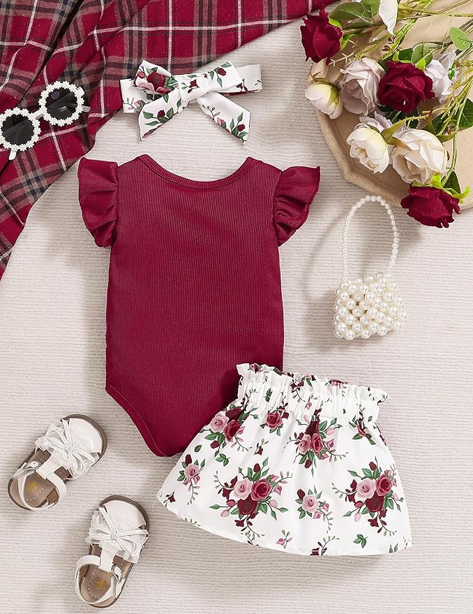 Newborn Infant Clothes Baby Girl Dress Summer Toddler Outfit Cute Girl Romper Skirt Set+Headband