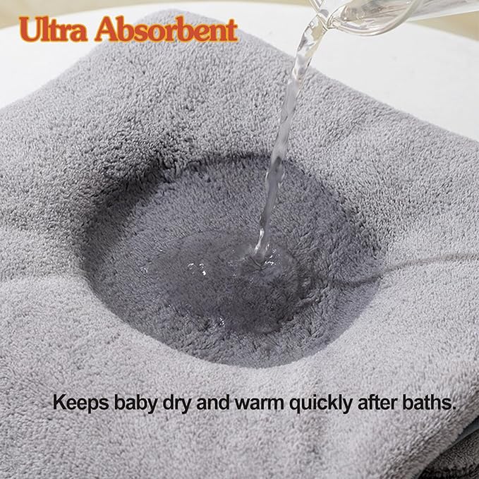 6pack Hooded Baby Towels, Premium Ultra Soft Absorbent Coral Fleece Baby Bath Towel for Newborns, Toddlers, and Kids, 32x32 in Natural Baby Stuff Towel with Hood for Boy and Girl