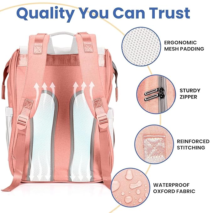 PILLANI Baby Diaper Bag Backpack - Large Bag for Boys & Girls, Waterproof Diaper Backpack - Travel Diaper Bags w/Changing Pad, Baby Registry Search & Shower Gifts - Essentials Must Haves Newborn Stuff