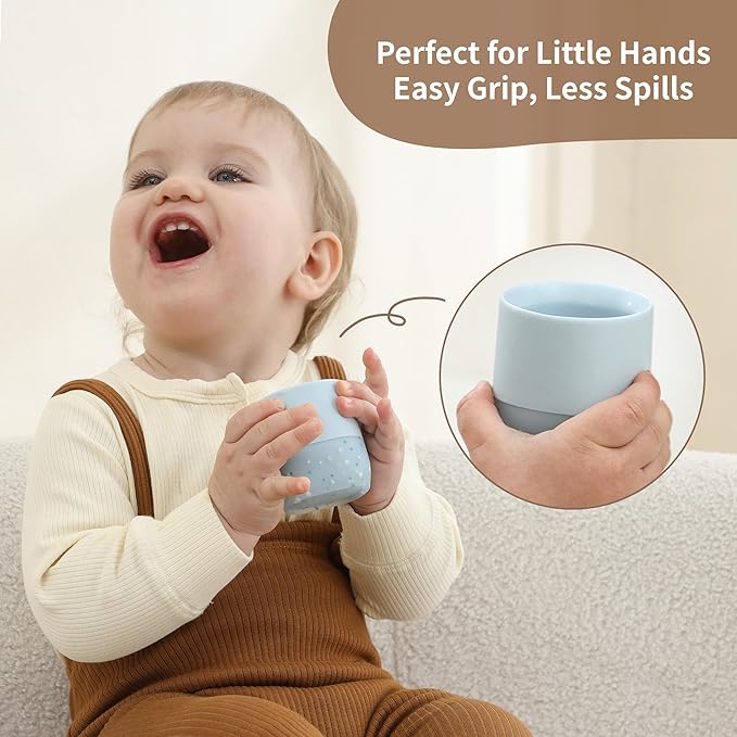 Moonkie Baby Training Cup & Sippy Cup Set | 4 Months+ | Baby-Led Weaning Essential | Gift for Infants (Ether Cup Set, 2 Pack)