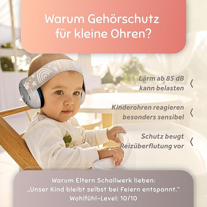 Schallwerk ยฎ Mini+ Baby Ear Muffs โ Infant Noise Cancelling Headphones, Toddler Ear Protection, Baby Headphones for Noise