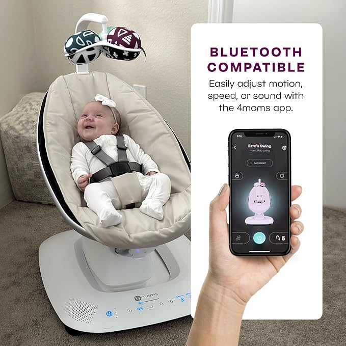 4moms MamaRoo Multi-Motion Baby Swing, Bluetooth Enabled with 5 Unique Motions, Birch
