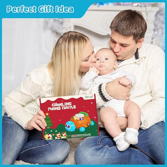 Hanayo Baby Toys 6 to 12 Months,Musical Turtle Crawling Girl Toys for 12-18 Months,Infant Early Learning Educational Toy,Girl & Boy Gift Essentials for Newborn 7 8 9 11+ Months 1-2 Year Old(Blue)