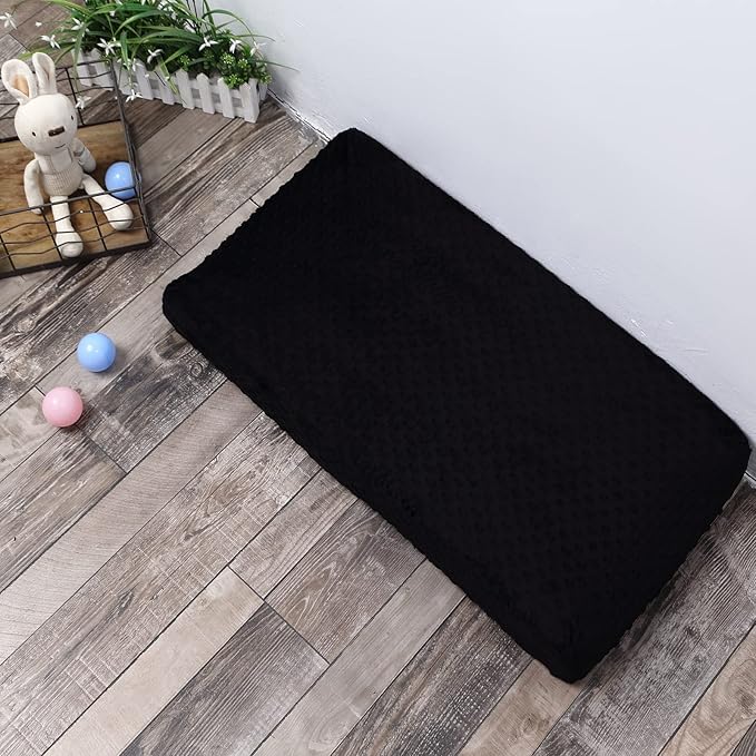 Changing Pad Cover Super Soft Dots Skin-Friendly Breathable Wipeable Changing Table Sheets for Baby Boy and Baby Girl (Black)