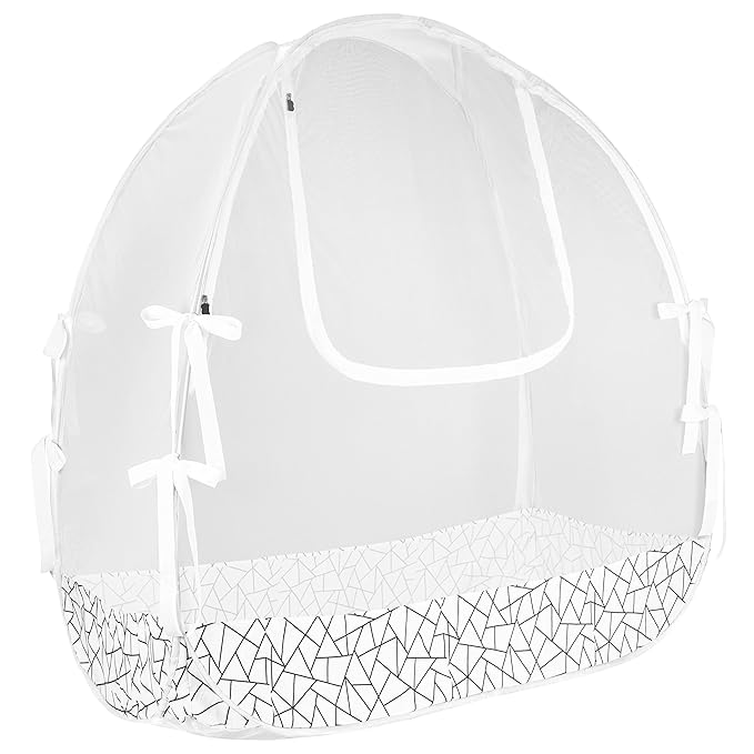 Breathable Mesh Crib Tent to Keep Baby from Climbing Out, Crib Net Canopy with Auto-Lock Zipper and Safety Latch, Crib Net to Keep Baby in, Crib Cover for Safety (Mosquiteros para Cunas de Bebes)