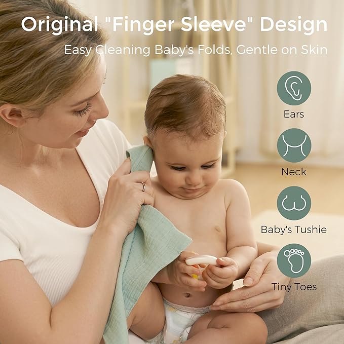 Momcozy Soft & Absorbent Baby Washcloths - 4 Layer Design| Medium Thickness| Premium Cotton for Newborns' Skin-Great for Bathing, Wiping & on-The-go Use, Shower Gift and Essential(5 Pack, 10x10 inch)