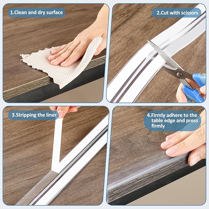 Edge Corner Protector Baby Proofing 12ft (3.7M) with 8 Corners, Clear Soft Corner Protectors Baby Proof, Furniture Corner Guard & Edge Safety, Edge Protector for Table and Fireplace