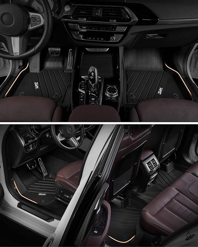 3W Floor Mats&Cargo Liner Fit Land Rover/Range Rover Defender 110 (4 Doors 5 Seat Only) 2020-2024 2025 (Not for Defender 110s/Rubber Flooring), TPE All Weather Custom Fit Floor Liner Full Set, Black