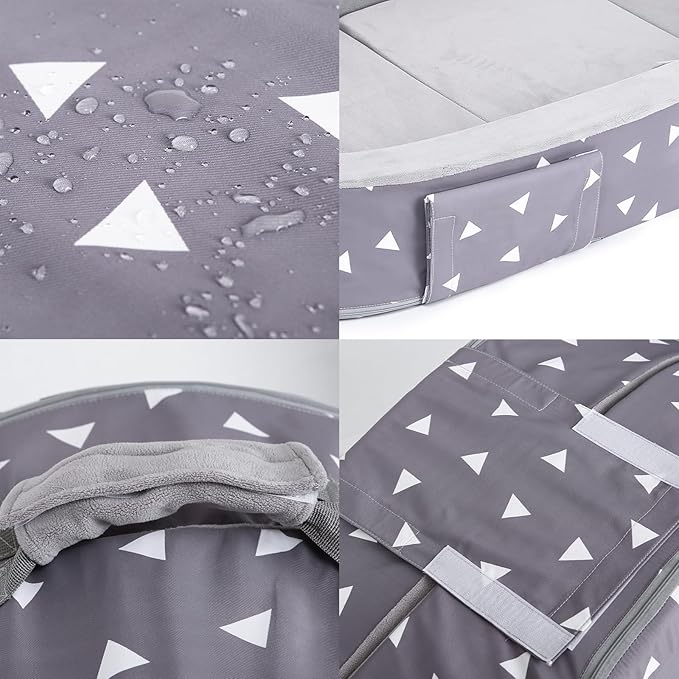 Mooedcoe Portable Foldable Toddler Floor Bed with Sides, Portable Toddler Bumper Bed for Travel Kid Foam Sleeping Cot