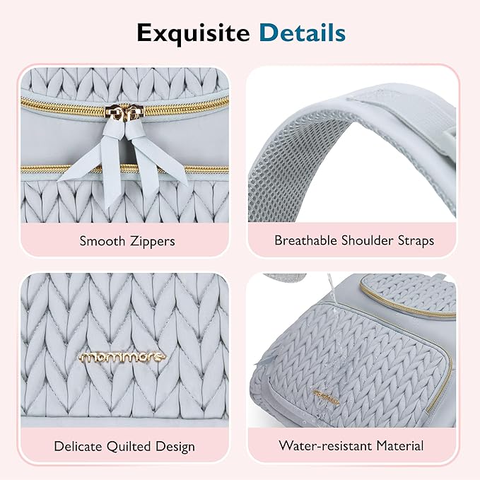 mommore Diaper Bag Small Diaper Backpack Stylish Baby Travel Backpacks with Insulated Pockets, Changing Pad, Stroller Straps