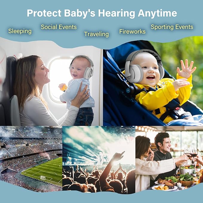 2-in-1 Baby Ear Muffs for Hearing Protection, Noise Cancelling Earmuffs for Babies and Toddlers up to 48 Months