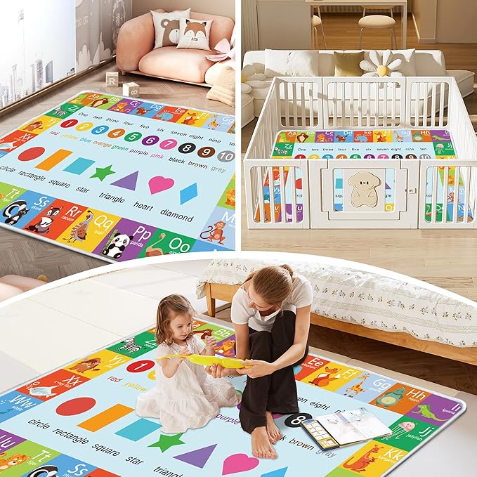 Baby Play Mat, 1-Inch Thick Foam 50" X 50" Playpen Mat,Waterproof & Non - Slip Playmat for Baby Play on Floor, Wipe - Clean, Ideal for Infants, Toddlers & Kids' Crawling and Tummy Time(Alphabet)