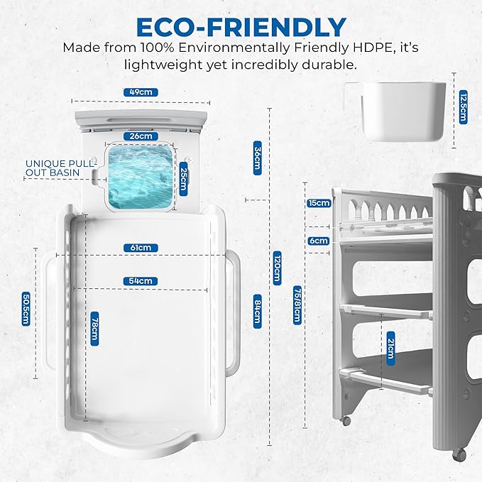 Changing Table with Storage & Adjustable Height, Baby Changing Table, Portable Changing Table, Diaper Changing Station, Baby Changing Station, Easy Assembly Baby Diapering & Bathing