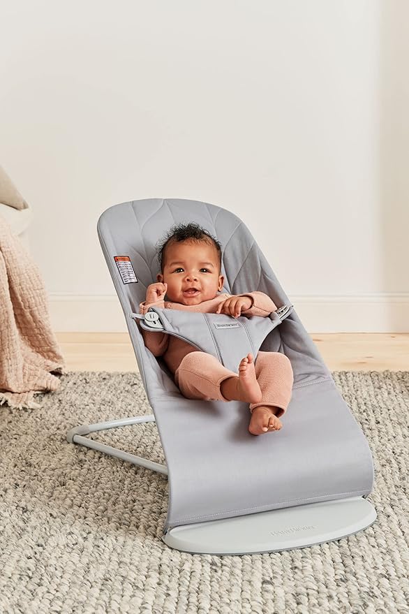BabyBjörn Bouncer Bliss, Cotton, Petal Quilt, Light gray