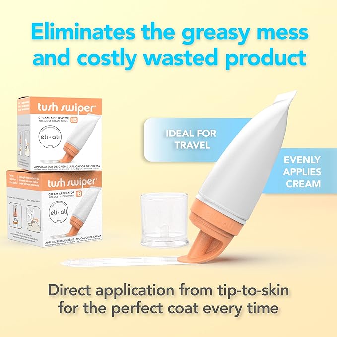 Eli & Ali Tush Swiper - Diaper Rash Cream & Butt Paste Applicator - Universal Fit for Most Diaper Creams | Mess-Free & Hygienic Alternative to Cream Spatula - Carry Less Baby Gear - Pink, 1 Pack