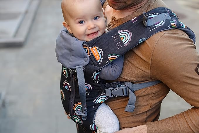 Beco 8 Baby Carrier from Newborn to Toddler (7-45lbs) - All in 1 Hybrid Front, Hip and Backpack Style Carrier with Breathable, Cooling Mesh - Boho Rainbow