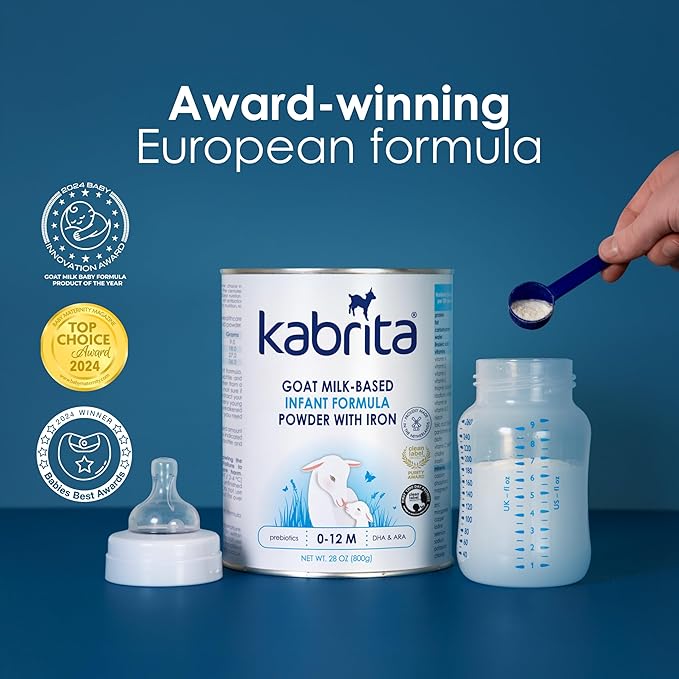 Kabrita Goat Milk-Based Infant Formula Powder with Iron, DHA, ARA & Prebiotics, for Infants 0–12 Months, Non-GMO, 28 oz (Pack of 2)