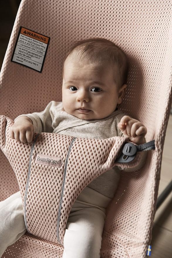 BabyBjörn Bouncer Bliss, Mesh, Pearly Pink 2-in-1 Adjustable Baby Bouncer Seat and Toddler Chair, Newborn to Toddler (8-29 lbs), 4 positions, Lightweight & Portable