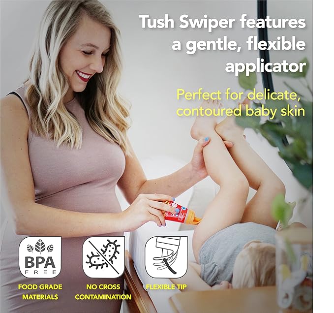Eli & Ali Tush Swiper - Diaper Rash Cream & Butt Paste Applicator - Universal Fit for Most Diaper Creams | Mess-Free & Hygienic Alternative to Cream Spatula - Carry Less Baby Gear - Orange, 3 Pack