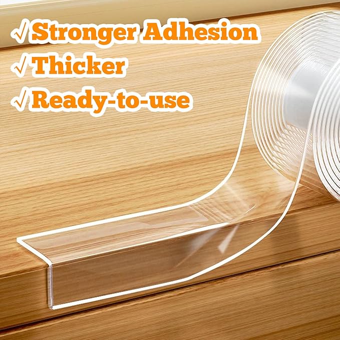 1.57 in x 9.84 FT,Clear Edge Protector Strip Sharp Edge Wrap Cover Tape,Self Adhesive Protective Bumper Guards for Cabinet Door Desk Glass Table Bed Furniture, Kitchen Countertop, Waterproof