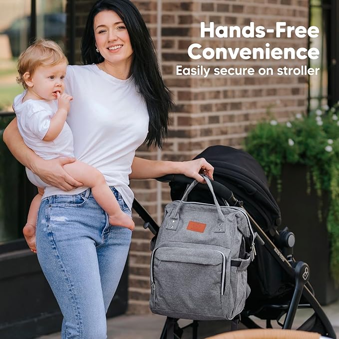 KeaBabies Baby Diaper Bag Backpack - Large Baby Bag for Boys, Girls, Waterproof Multi Function Travel Diaper Backpack with Changing Pad, Durable Travel Essentials for Moms and Dads (Classic Gray)
