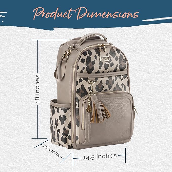 Itzy Ritzy Diaper Bag Backpack – Large Capacity Boss Plus Baby Backpack Diaper Bag Featuring 19 Pockets, Changing Pad, Stroller Clips, and Comfortable Straps (Leopard)