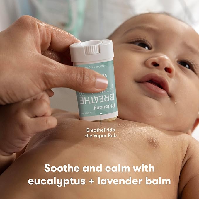 Frida Baby Breathe Easy Kit Sick Day Baby Essentials - 3pc Set Includes Vapor Wipes, Vapor Rub + Organic Vapor Drops to Help Baby Breathe Easy, Natural Baby Congestion Relief