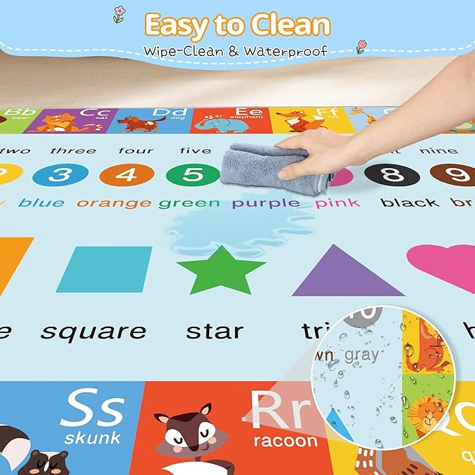 Baby Play Mat, 1-Inch Thick Foam 50" X 50" Playpen Mat,Waterproof & Non - Slip Playmat for Baby Play on Floor, Wipe - Clean, Ideal for Infants, Toddlers & Kids' Crawling and Tummy Time(Alphabet)