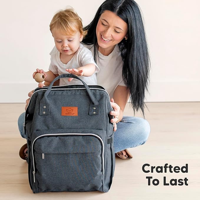 KeaBabies Baby Diaper Bag Backpack - Large Baby Bag for Boys, Girls, Waterproof Multi Function Travel Diaper Backpack with Changing Pad, Durable Travel Essentials for Moms and Dads (Mystic Gray)
