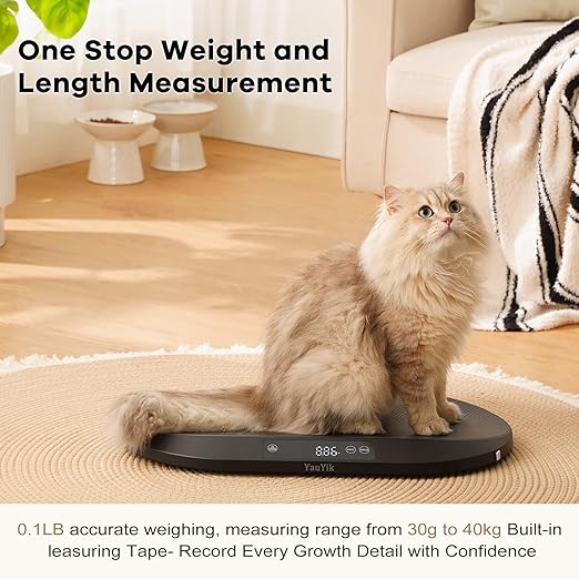 YAUYIK Digital Baby Scale with Smart Hold Function, Multifunctional Infant Scale, Large Pet Scale for Newborn Puppy, Cat and Small Animals - Up to 88lbs, Nest-Shaped Design, 150cm Soft Tape